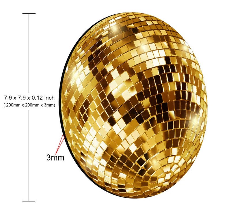 Smooffly Gold Disco Ball Round Mouse Pad Custom, Cute Mouse Pad, Sequin, Disco Coaster Circular for Computers Laptop - Image 2
